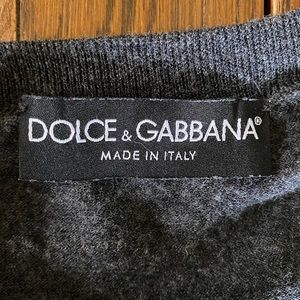 DOLCE & GABBANA Gray Cashmere V-Neck Sweater